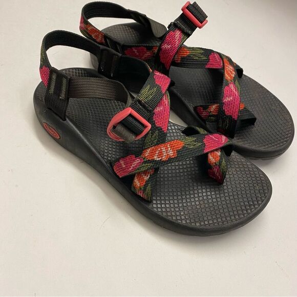 Chaco Z2 Strappy Sandals black floral outdoor waterproof hiking Shoes woman’s 10 - Picture 6 of 8